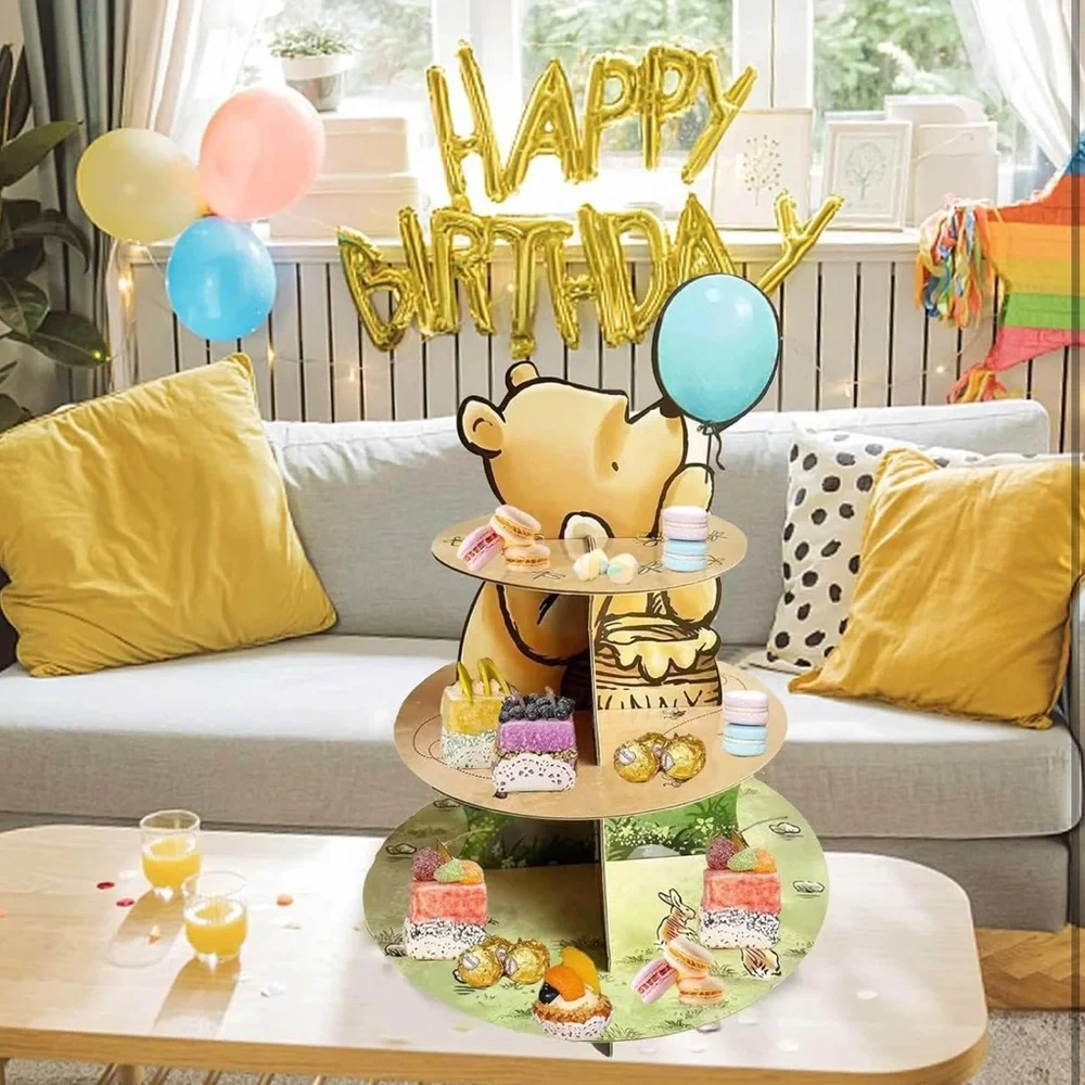 Classic Winnie The Pooh Cupcake Stand Dessert Holder Pooh Bear 3-Tier Stand NIP